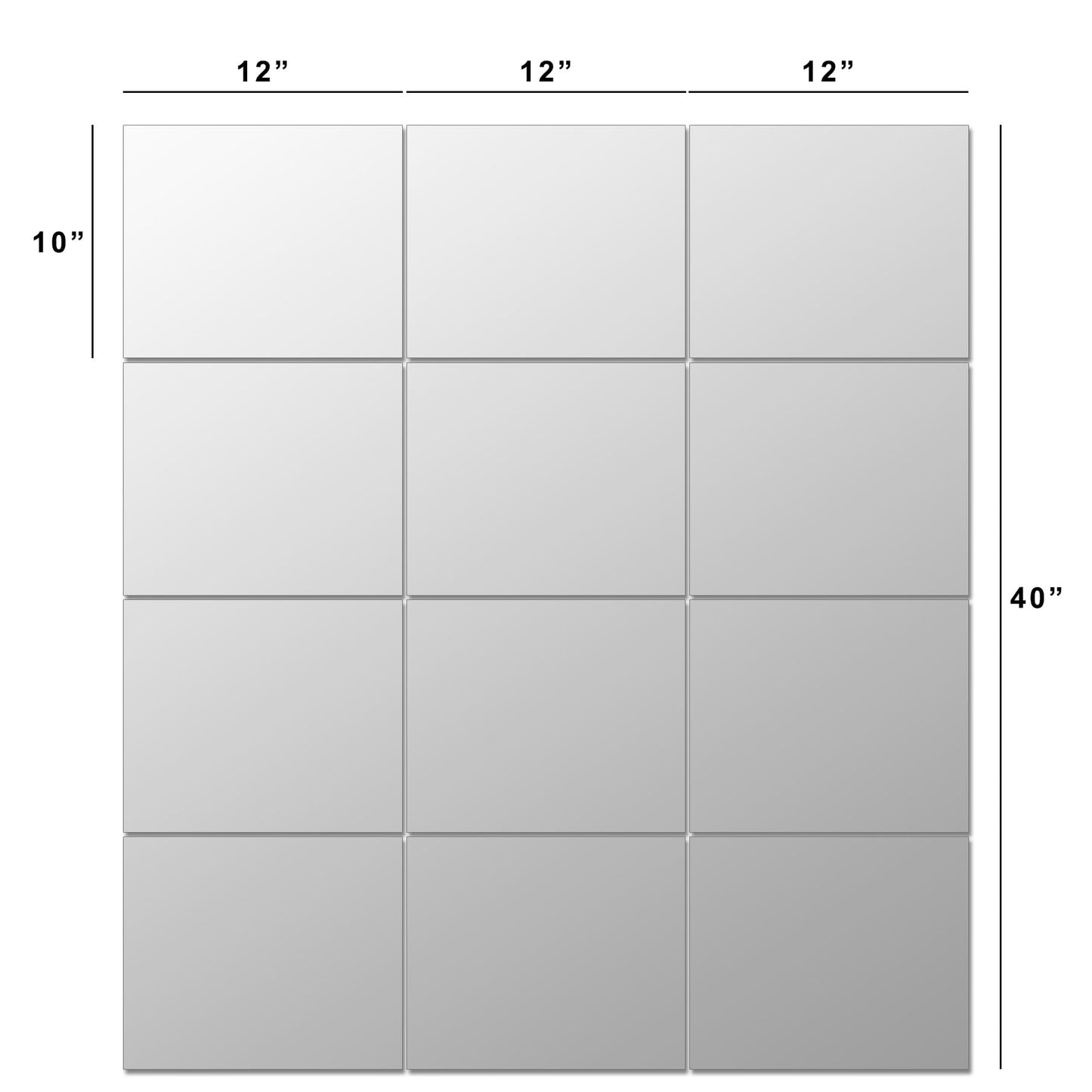 Ruomeng Gym Mirror Tiles, 12 Pcs, 10" x 12", Frameless, Wall-Mounted, Modern Home Gym, Bedroom, Door Mirror
