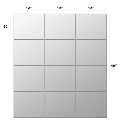 Ruomeng Gym Mirror Tiles, 12 Pcs, 10" x 12", Frameless, Wall-Mounted, Modern Home Gym, Bedroom, Door Mirror