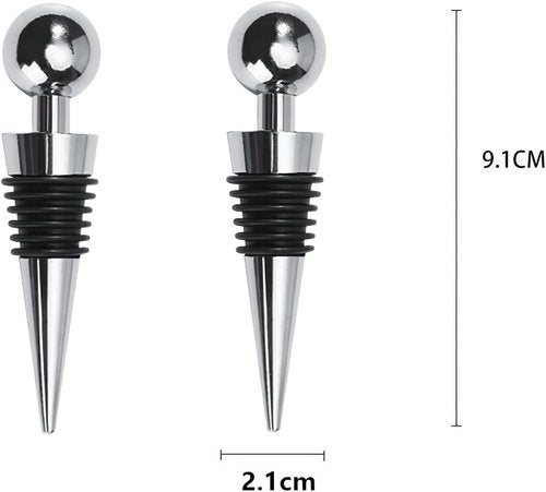 6PCS Metal Wine Stoppers – Cone-Shaped Alloy Bottle Stoppers with Silicone Seals, Leak-Proof & Reusable Wine Savers for Red Wine, Champagne, Liquor Bottles