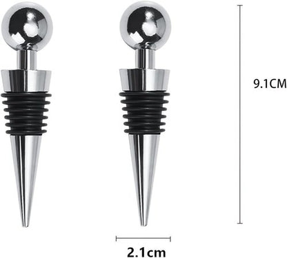 6PCS Metal Wine Stoppers – Cone-Shaped Alloy Bottle Stoppers with Silicone Seals, Leak-Proof & Reusable Wine Savers for Red Wine, Champagne, Liquor Bottles