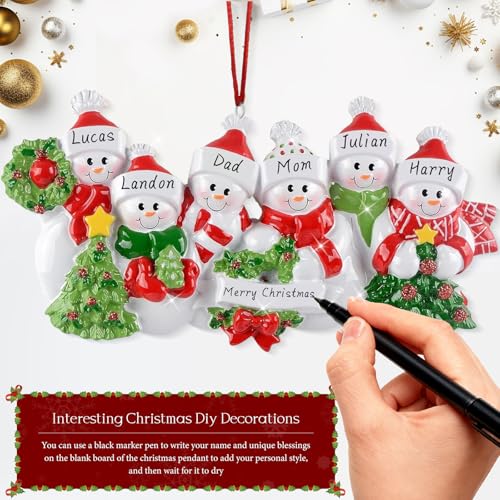 Personalized Family of 5 Snowman Christmas Ornament - Custom Holiday Decor