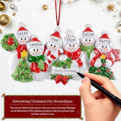 Personalized Family of 5 Snowman Christmas Ornament - Custom Holiday Decor