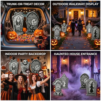 Halloween Tombstone Yard Signs Set - Spooky Cemetery Decor, 6 Pieces