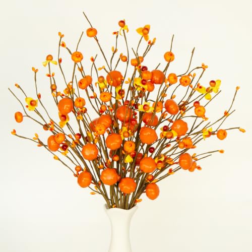 Fall Artificial Stems with Mini Pumpkins and Berries - 8 Pack, 17 Inch - Variation 8
