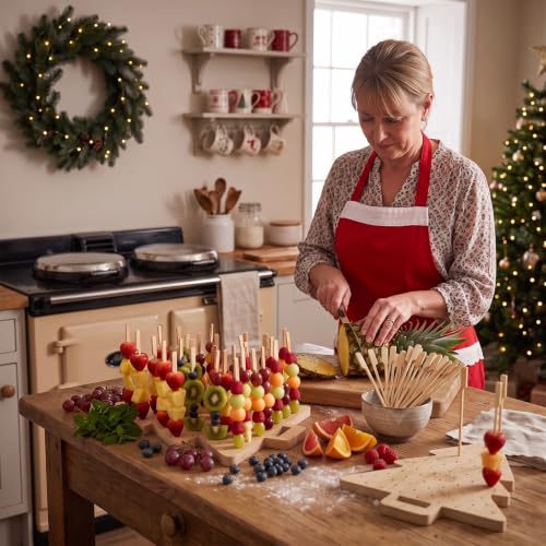 Christmas Tree Skewer Holder Set with 100 Bamboo Picks - 2 Pieces