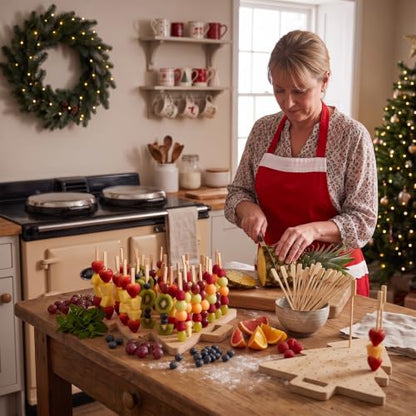 Christmas Tree Skewer Holder Set with 100 Bamboo Picks - 2 Pieces