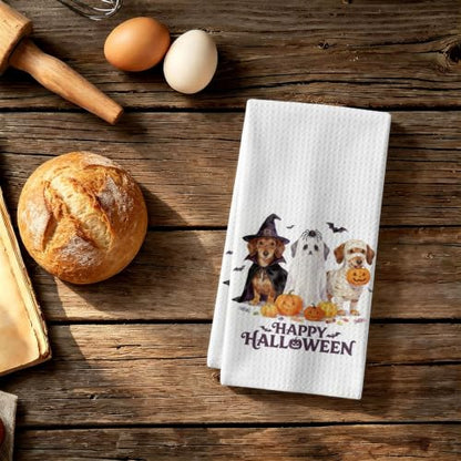 Halloween Dachshund Kitchen Dish Towel - Dachshund Gift for Women