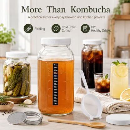 64 oz Kefir Starter Kit with Glass Fermentation Jar & Strainer