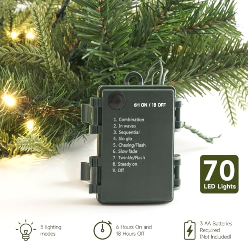 HiBean 9 FT Prelit Christmas Garland - Class Green with Warm Lights & Timer