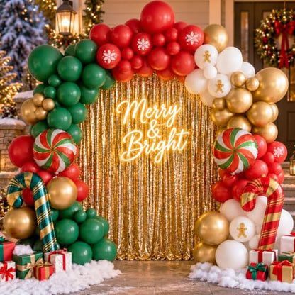 Christmas Balloon Arch Kit with Candy Cane & Peppermint Foil Balloons - Green Red Variation
