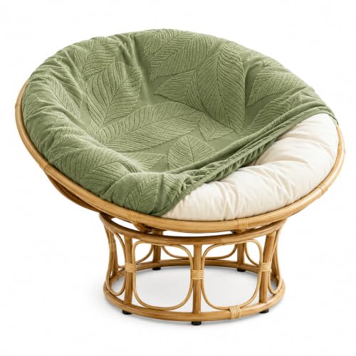 Papasan Cushion Cover - Leaf Jacquard, Fits 44-48 Inch Round Chair, Green