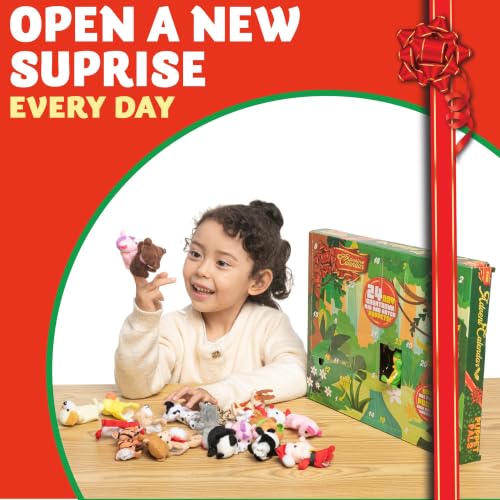 Christmas Advent Calendar with Plush Animal Finger Puppets - 24 Days Kids Countown