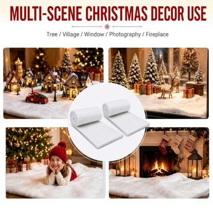Christmas Snow Blanket 2 Pack - Large 96 x 31.5 Inch Artificial Snow for Holiday Decor
