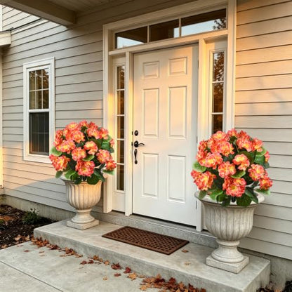 Artificial Geranium Flowers with Ground Stakes - UV Resistant Outdoor & Indoor Decor - 2 Pack