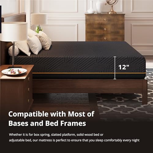EGOHOME 14 Inch Twin Memory Foam Mattress for Back Pain, Cooling Copper Gel Bed in a Box, Foam Made in USA, CertiPUR-US Certified, Therapeutic Medium Firm, Daybed 38x75x14 Black
