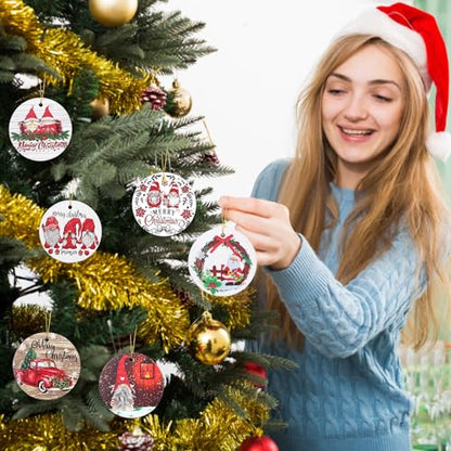 Santa Ceramic Christmas Ornament - Mini Tree Decoration for Xmas Tree Farmhouse Outdoor - Santa 01