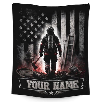 Personalized Firefighter Blanket with Name - Charcoal Firefighter Throw