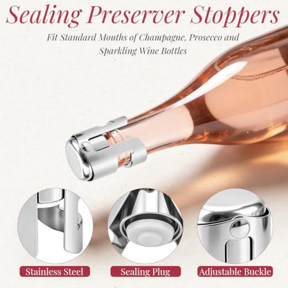 12 Pack Reusable Champagne Bottle Stoppers Stainless Steel Leak-Proof Sealers