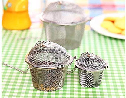 4 PCS Chained Lid Stainless Steel Tea Strainer Mesh Infuser Tea Ball Shape Spice Seasoning Bag Kitchen Tools