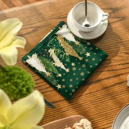 18 x 18 Inch Green Cloth Napkins Set of 4 - Reusable Holiday Table Decor