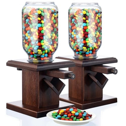 Maxdot Wooden Candy Dispenser Machine - Deep Brown 2 Pack Snack Storage