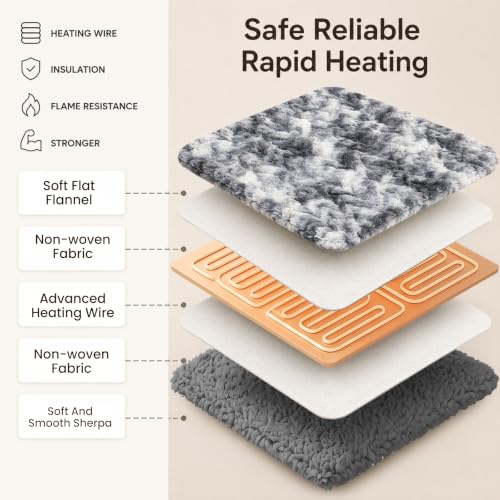 Dark Grey Electric Heated Throw Blanket 50x60 with 10 Heat Settings & Auto Shut Off