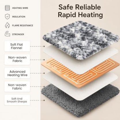 Dark Grey Twin Electric Heated Blanket 62x84 with 10 Heat Settings & Auto Shut Off