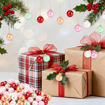 Matte Valentine Glass Balls Ornaments Set - Glittering Mini Hanging Decorations for Christmas & DIY Crafts