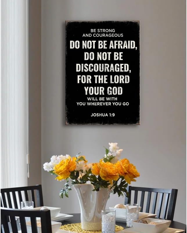 Be Strong and Courageous | Joshua 1:9 Bible Verse Canvas Wall Art - Inspirational Christian Decor for Home & Prayer Room