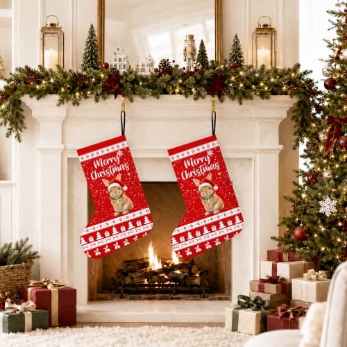 Christmas Stockings Bunny Gifts Holiday Decor 16.8 Inch Linen