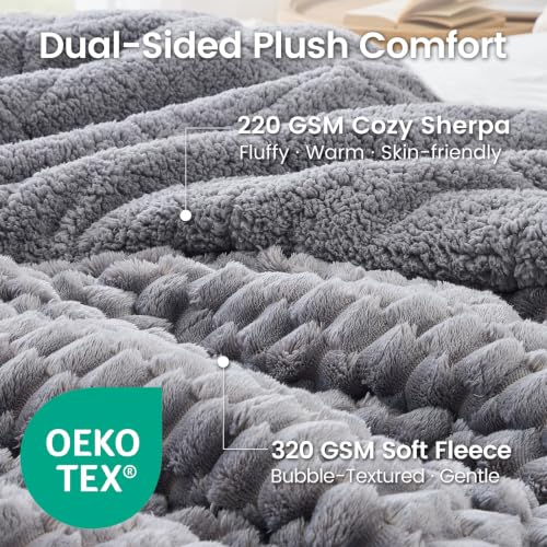 Queen Weighted Blanket 60x80 Inches 15lbs - Cozy Sherpa & Fleece Comfort