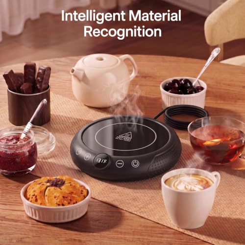 36W Coffee Mug Warmer with 9 Temperature Settings & Timer - Fast Heating, Auto Shut-Off, LED Display, Black