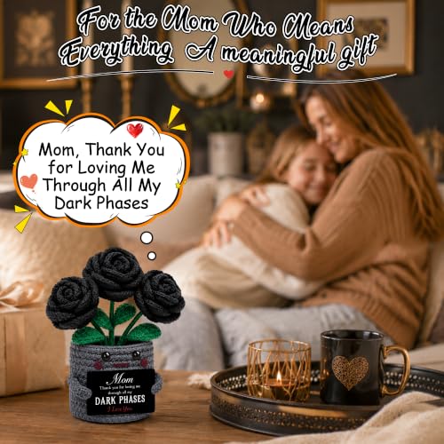 Crochet Black Rose Gift Basket for Mom - Halloween, Birthday, Mom Variation