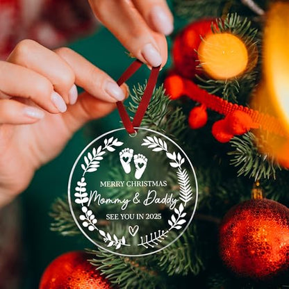 Baby Coming Mom & Dad Christmas Ornament - Expecting Baby Gift - Variation of Baby Coming - Mom & Dad
