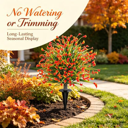 24-Inch Fall Artificial Topiary Ball with Ground Spike - Lush Outdoor Decor (Variation A)