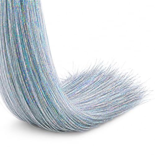 Iridescent Christmas Tree Tinsel Garlands - 10,000 Silver Icicles, 20 Inch