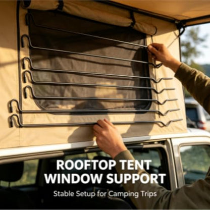 Steel Support Poles for Rooftop Tent Windows - 6 Pack, Adjustable Support Rods