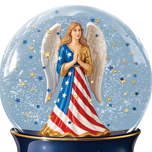 Patriotic Angel Glitter Globe with Musical Song and LED Illumination - 250th Anniversary Keepsake