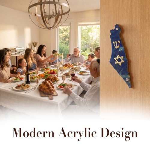 Modern Acrylic Jewish Mezuzah Case with Map Design - Weatherproof, Handmade in Canada, Soft Blues / Map Variation
