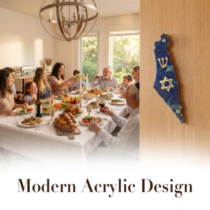 Modern Acrylic Jewish Mezuzah Case with Map Design - Weatherproof, Handmade in Canada, Soft Blues / Map Variation
