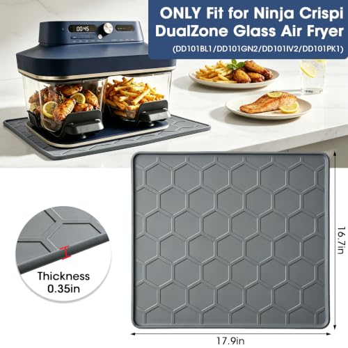 Heat Resistant Silicone Mat for Ninja Crispi DualZone Air Fryer, Countertop Protector, Dishwasher Safe, Grey