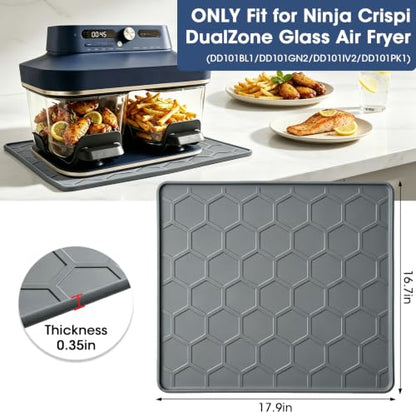 Heat Resistant Silicone Mat for Ninja Crispi DualZone Air Fryer, Countertop Protector, Dishwasher Safe, Grey