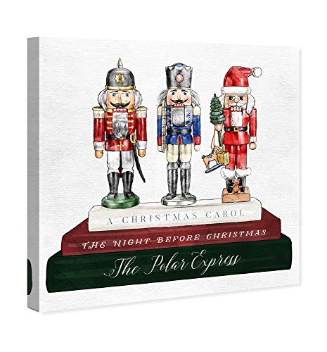 Holiday Nutcracker Wall Art Canvas Print 20x20 Inches - Green & Red