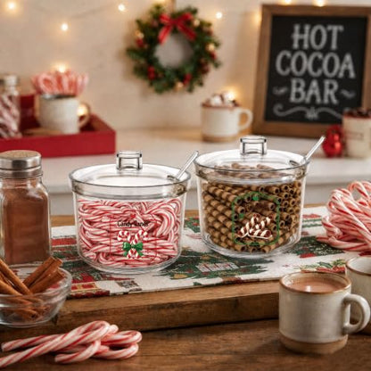 8-Piece Christmas Hot Cocoa Bar Supplies with Candy Dispenser & Labels