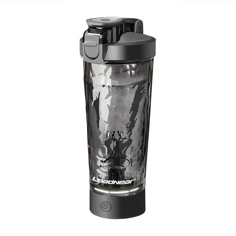 Self Electric Protein Shaker Bottle Automatic Stirring Coffee Cup Portable Sports Mixer Mug Lightweight Large Capacity (Black)