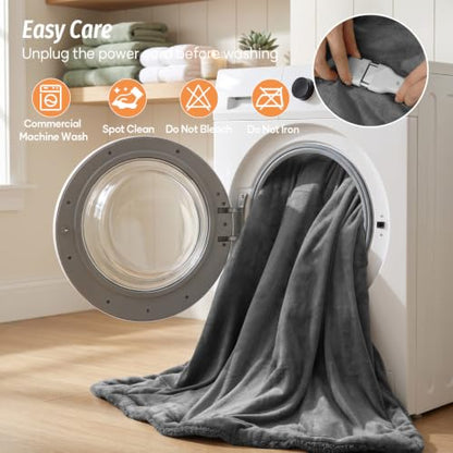 Weighted & Heated Blanket for Adults 15lbs Twin Size 48x72 Grey - Cozy & Safe