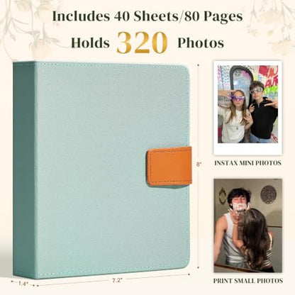 Mini Photo Album Green for Polaroid Hi-Print 2x3 and Snap - Holds 320 Photos
