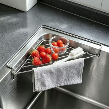 2PCS Stainless Steel Corner Sink Shelf - Triangular Kitchen Organizer