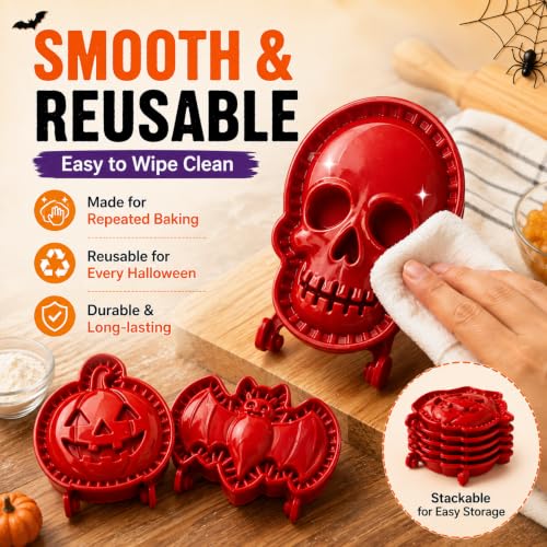 Halloween Mini Hand Pie Molds Set with 8 Fall Shapes - Red-A