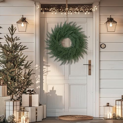 24 Inch Artificial Cedar Cypress Christmas Wreath - Lush Holiday Decor